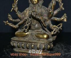 8.8 ancient Chinese copper Gilt 10 Arms Guan yin Boddhisattva Buddha statue