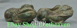 8 Antique Chinese Bronze Ware Dynasty Palace Pixiu Beast Sculpture Pair