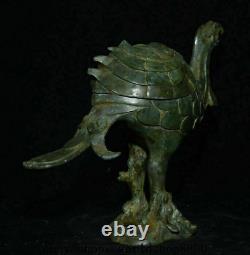 8 Antique Old Chinese Bronze Ware Dynasty Phoenix Birds Zun drinking vessel