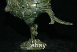 8 Antique Old Chinese Bronze Ware Dynasty Phoenix Birds Zun drinking vessel