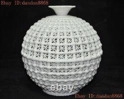 8 China Chinese Dehua white porcelain Pottery Hollow Bottle Pot Vase Jar Statue