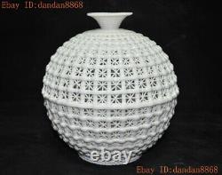 8 China Chinese Dehua white porcelain Pottery Hollow Bottle Pot Vase Jar Statue