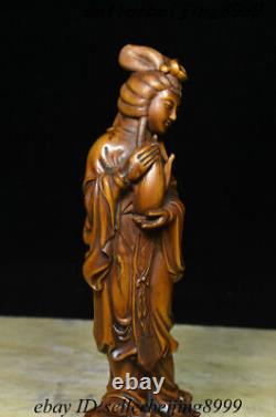 8 Chinese Boxwood Carving Beautiful Woman Beauty Belle Femme Fatale Peri Statue