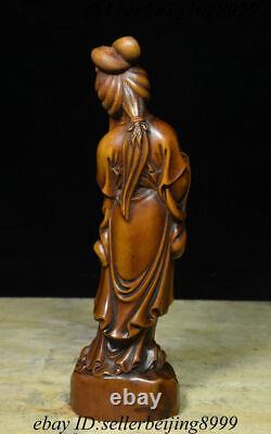 8 Chinese Boxwood Carving Beautiful Woman Beauty Belle Femme Fatale Peri Statue