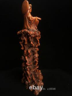 8 Chinese antiques Boxwood Hand carved comfortable Guanyin statue Decoration