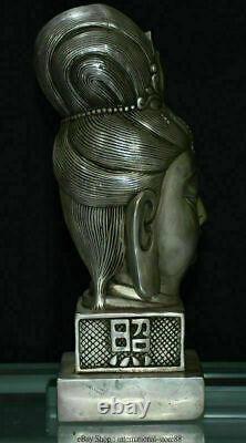8 Old Chinese Buddhism Silver Kwan-Yin Guan Yin Head Bust Sculpture Seal Stamp