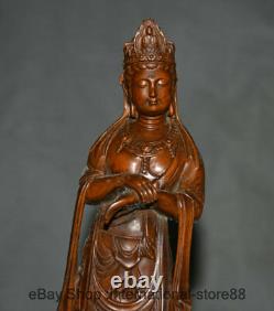 8 Old Chinese China Boxwood Carving Stand Kwan-yin Guan Yin Goddess Sculpture