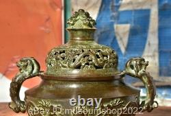 8 Old Chinese Copper Dynasty Dragon Handle incense burner censer