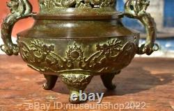 8 Old Chinese Copper Dynasty Dragon Handle incense burner censer