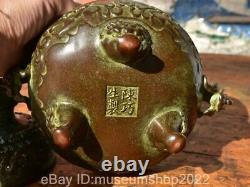 8 Old Chinese Copper Dynasty Dragon Handle incense burner censer