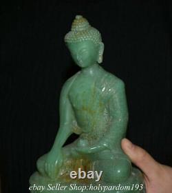 8 Old Chinese Natural Green Jade Carving Shakyamuni Amitabha Buddha Statue