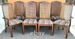 8 Vtg Mahogany UNIVERSAL FURNITURE Caned Asian Pagoda Chinoiserie Dining Chairs