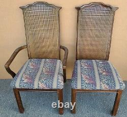 8 Vtg Mahogany UNIVERSAL FURNITURE Caned Asian Pagoda Chinoiserie Dining Chairs
