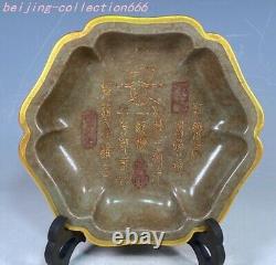 8 old Chinese Song Dynasty ru kiln porcelain Inscription poetry plate dish tray