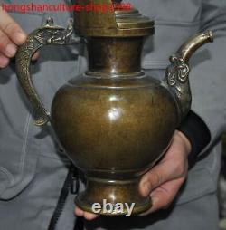 8 rare Old Chinese bronze ancient dynasty Wine vessel Wine jug pot flagon