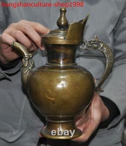 8 rare Old Chinese bronze ancient dynasty Wine vessel Wine jug pot flagon