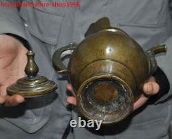 8 rare Old Chinese bronze ancient dynasty Wine vessel Wine jug pot flagon