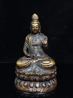 9Chinese Old antiques Handmade Pure copper Guanyin Bodhisattva statue