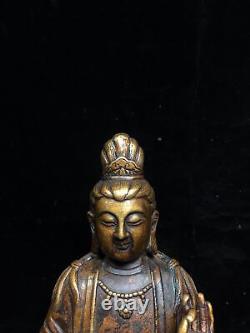 9Chinese Old antiques Handmade Pure copper Guanyin Bodhisattva statue