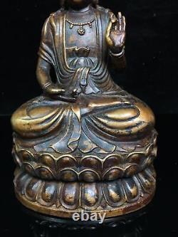 9Chinese Old antiques Handmade Pure copper Guanyin Bodhisattva statue