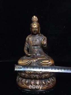 9Chinese Old antiques Handmade Pure copper Guanyin Bodhisattva statue