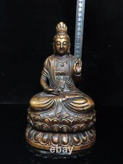 9Chinese Old antiques Handmade Pure copper Guanyin Bodhisattva statue