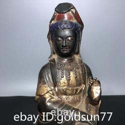 9.0Collecting Chinese antiques exquisite pure copper sitting Guanyin statue