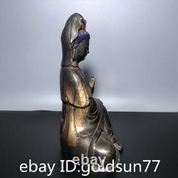 9.0Collecting Chinese antiques exquisite pure copper sitting Guanyin statue