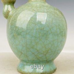 9.1 Chinese Old Porcelain Song dynasty ru kiln museum mark cyan Ice crack Vase