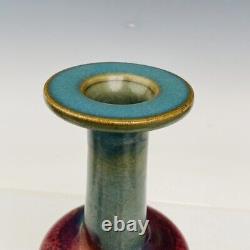 9.1 Chinese Old Porcelain song dynasty jun kiln cyan glaze Fambe Ice crack Vase