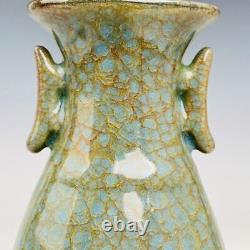 9.1 Old Chinese Porcelain Song dynasty guan kiln cyan Ice crack double ear Vase