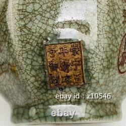9.2 Chinese antiques Ru Kiln Porcelain Bao Jinkou Engraved Poem Bottle