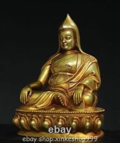 9.2 Old Chinese Copper Gilt Buddhism Je Tsongkhapa Buddha Statue Sculpture