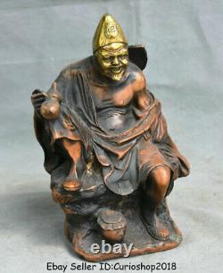 9.2 Old Chinese Red Copper Living Buddha Mad monk Chai gong Fan Gourds Statue