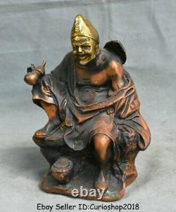 9.2 Old Chinese Red Copper Living Buddha Mad monk Chai gong Fan Gourds Statue