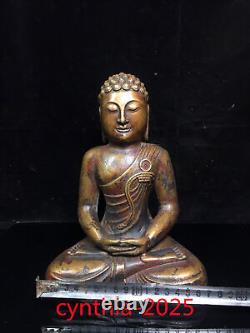 9.4Chinese Old antiques Handmade Pure copper statue of Sakyamuni Buddha