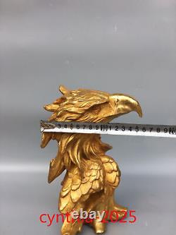9.4Collecting Chinese antiques Pure copper gilding Eagle Statue Ornament