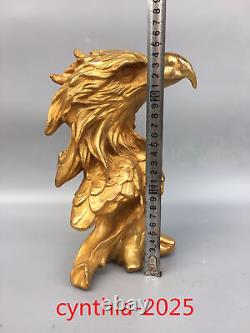 9.4Collecting Chinese antiques Pure copper gilding Eagle Statue Ornament