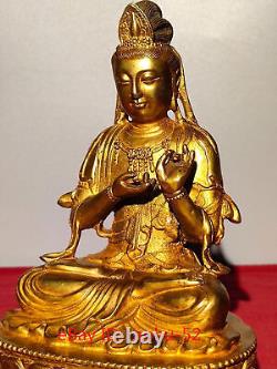 9.4Old Chinese antiques bronze gilt Guanyin Bodhisattva Buddha statue