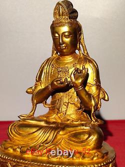 9.4Old Chinese antiques bronze gilt Guanyin Bodhisattva Buddha statue