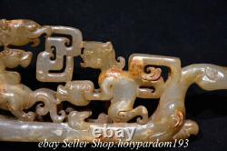 9.4 Old Chinese Hetian Jade Nephrite Carved Dragon Pi Xiu Beast Statue