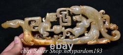 9.4 Old Chinese Hetian Jade Nephrite Carved Dragon Pi Xiu Beast Statue