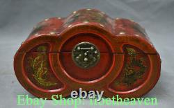 9.4 Old Chinese lacquerware Dynasty Palace Flower Dragon Phoenix Jewelry box