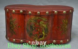 9.4 Old Chinese lacquerware Dynasty Palace Flower Dragon Phoenix Jewelry box
