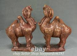 9.6 Chinese Old Xiu jade Carved Animal Camel Statue Sculpture Pair