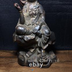 9.6 Chinese antiques Pure copper Sitting position Guanyin Buddha statue