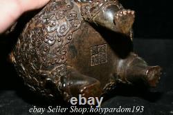 9.6 Marked Old Chinese Bronze Dynasty Dragon Pattern Pi Xiu Beast Ear Censer