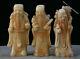 9 Chinese Old White Jade Carving 3 Longevity God Fu Lu Shou Life Sculpture Set