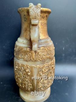 9 Chinese antiques Old jade outline in gold Animal head statue Binaural bottle