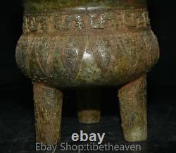 9 Old Chinese Bronze Ware Dynasty Palace 3 Feet Dragon Incense Burner Ding
